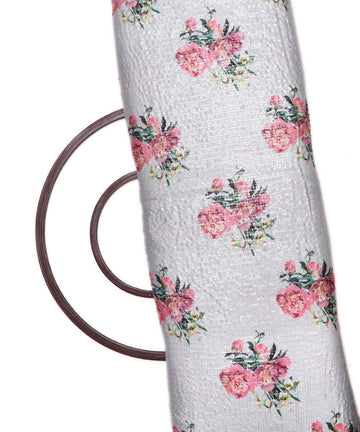 off white floral digital print sequin embroidery modal satin fabric